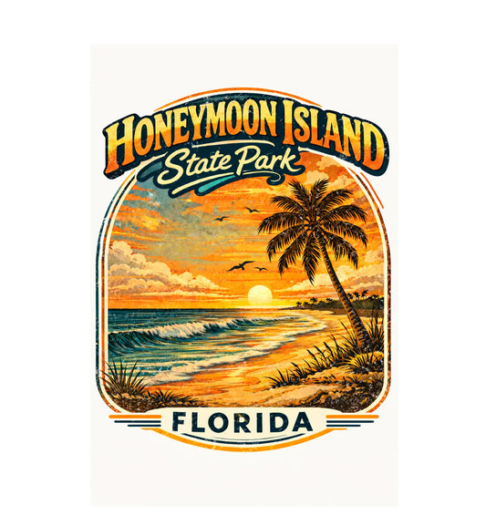 Honeymoon Island State Park - Vintage T-Shirt - 100% cotton unisex classic tee Florida Parks Gift Shop
