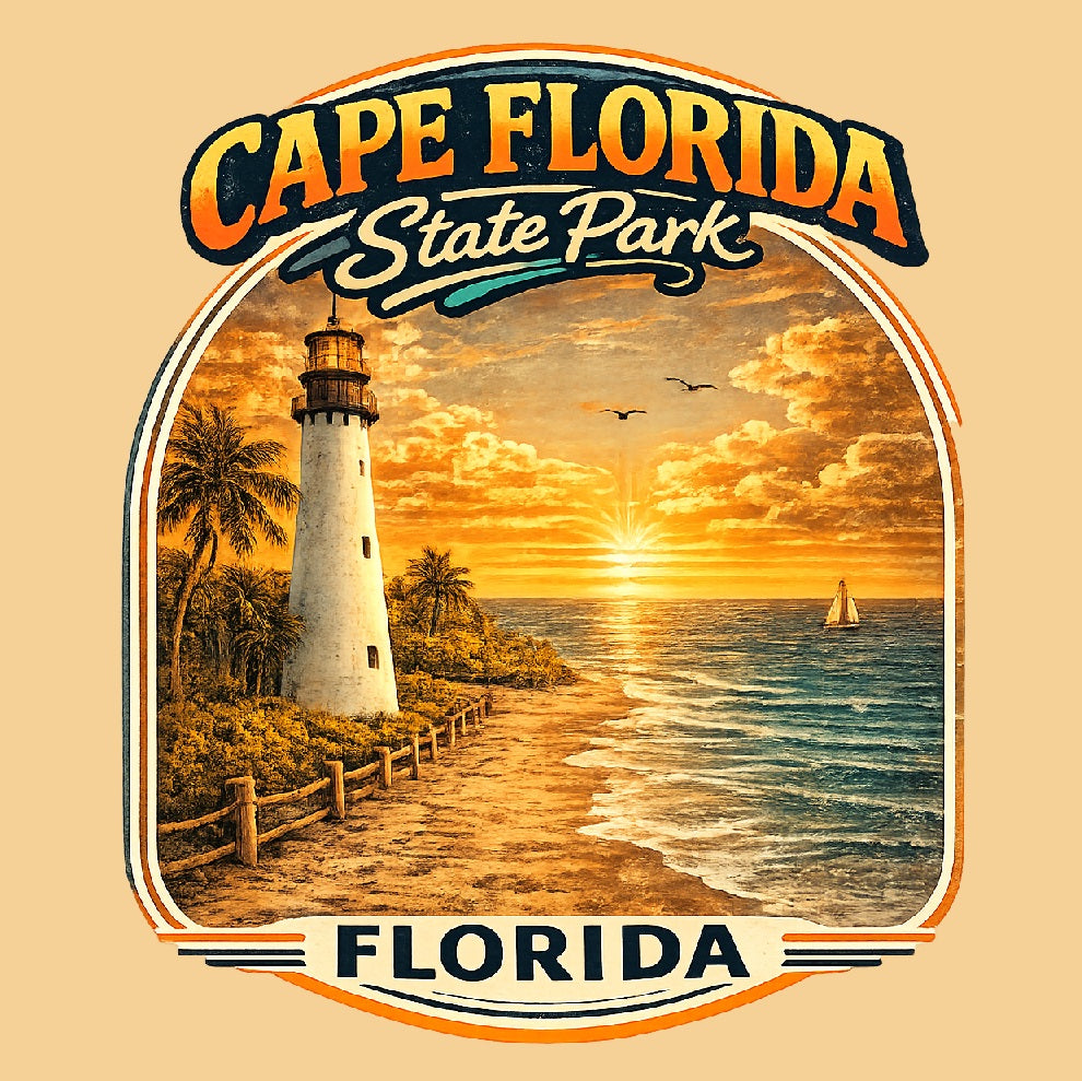 Cape Florida State Park Florida with lighthouse and beach scene