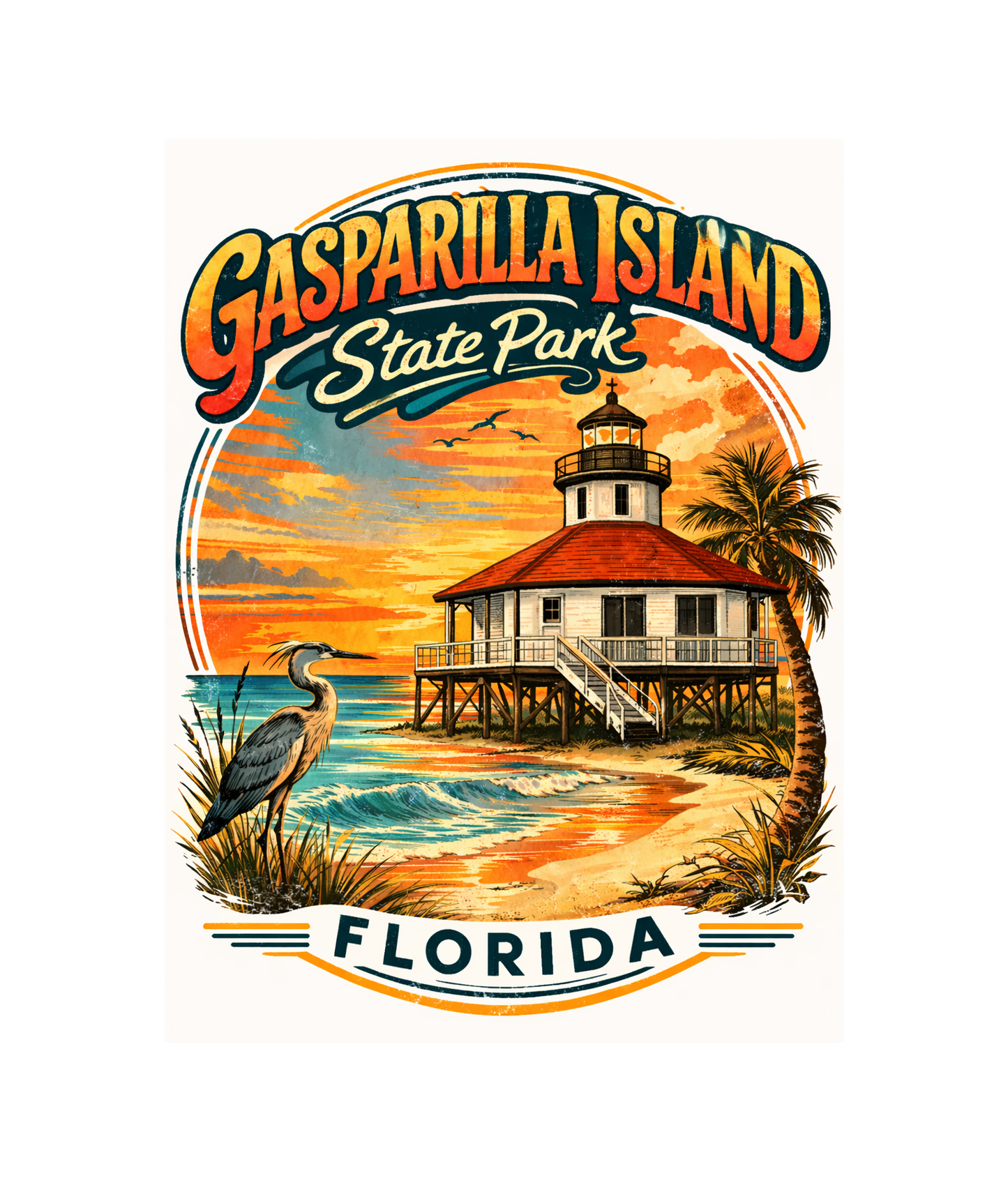 Vintage Gasparilla Island State Park T-Shirt Florida Parks Gift Shop