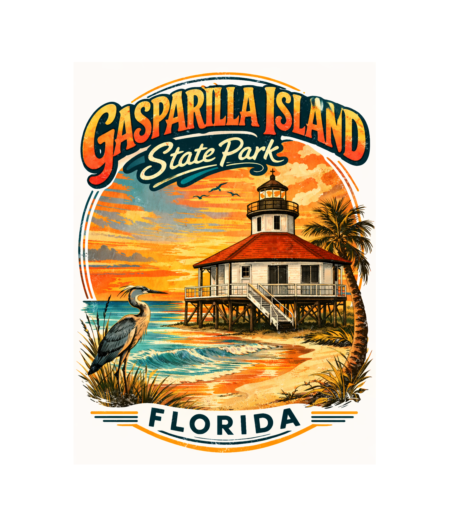Vintage Gasparilla Island State Park T-Shirt Florida Parks Gift Shop