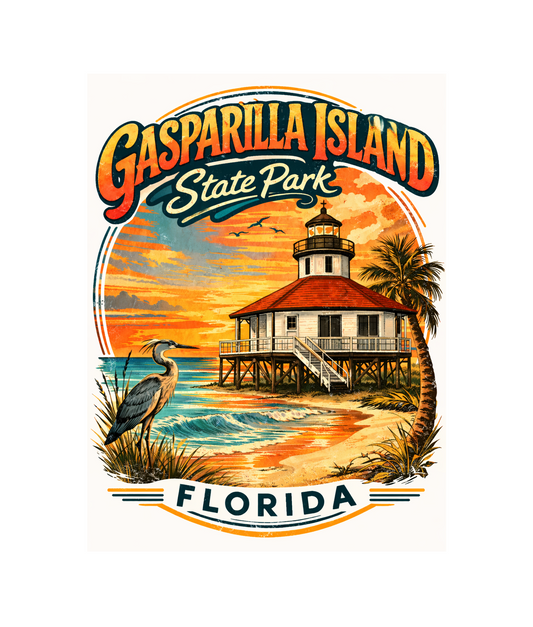 Vintage Gasparilla Island State Park T-Shirt Florida Parks Gift Shop