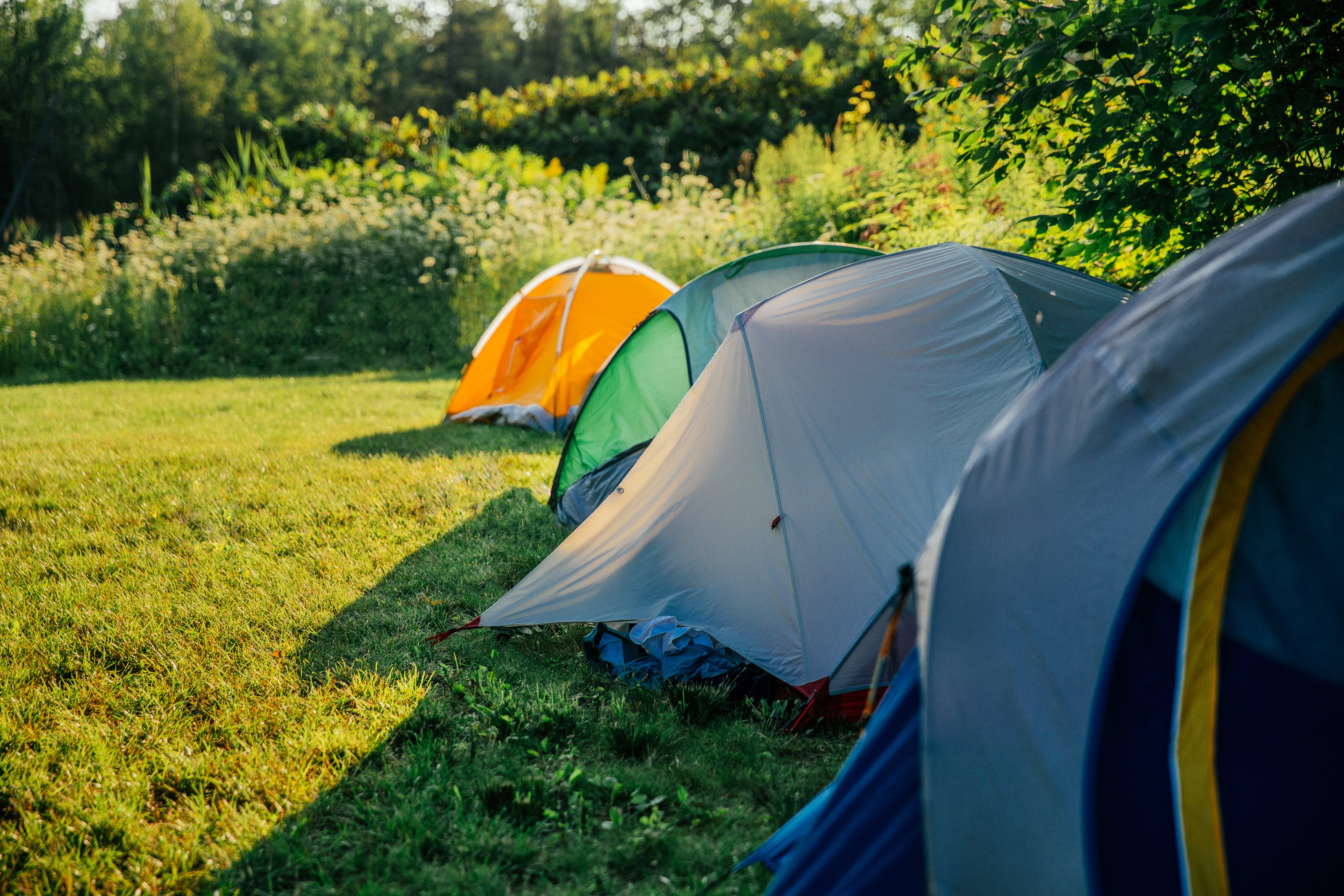 Row of camping tents.